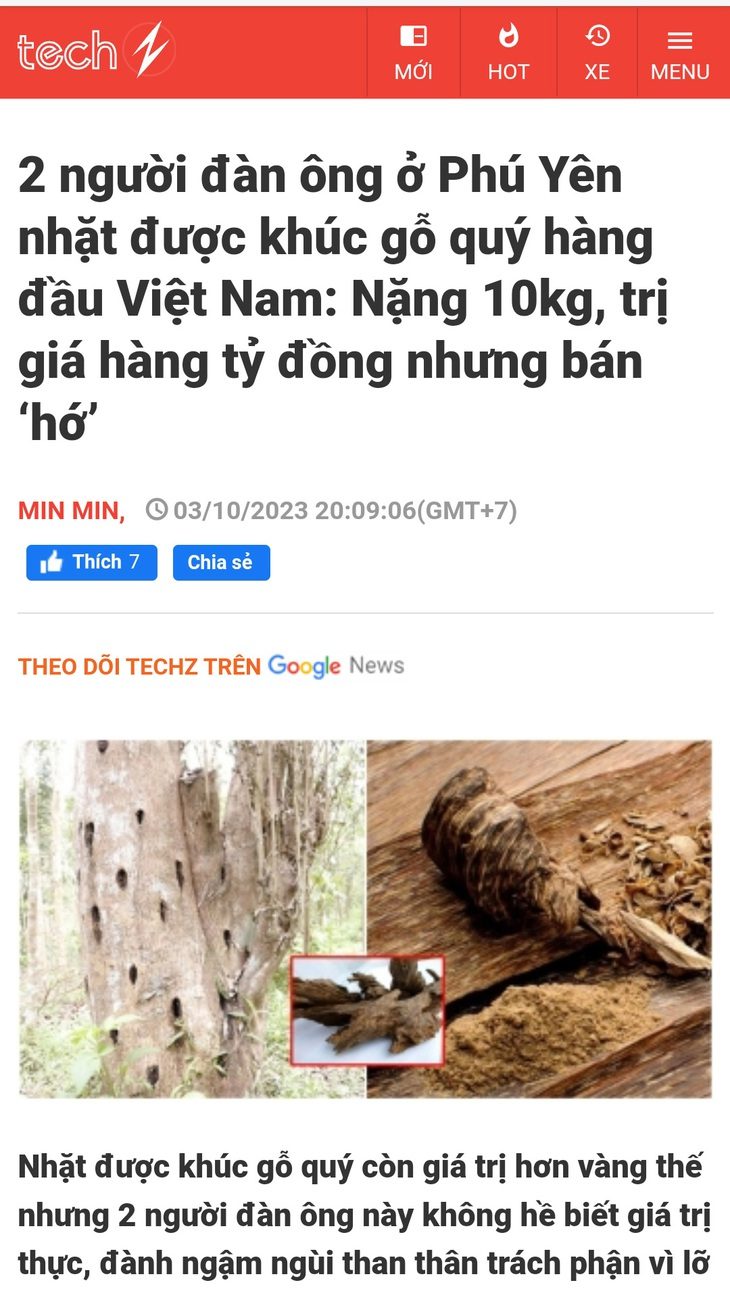 Lãnh đạo xã Phước Tân bác bỏ thông tin có 2 người dân ở địa phương này vừa nhặt được gỗ nghi trầm kỳ được đăng trên một trang tin điện tử tổng hợp - Ảnh chụp màn hình Lãnh đạo xã Phước Tân bác bỏ thông tin có hai người dân ở địa phương này vừa nhặt được gỗ nghi trầm kỳ, đăng trên một trang tin điện tử tổng hợp - Ảnh chụp màn hình